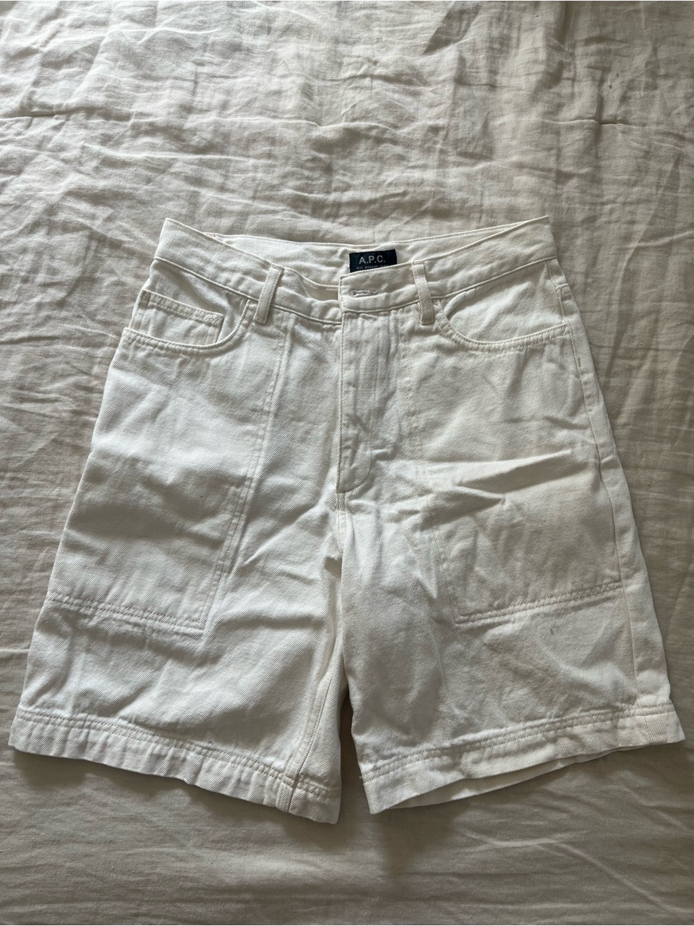 A.P.C. White Duck Cotton Shorts